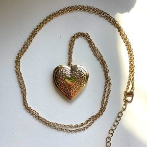 Gold Heart Locket Necklace 💛